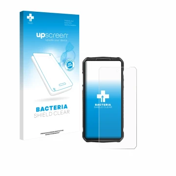 Vorderseite einer Produktverpackung mit dem Markenlogo upscreen. Daneben ist das Gerät Ulefone 29 pro mit dem zugehörigen Disp