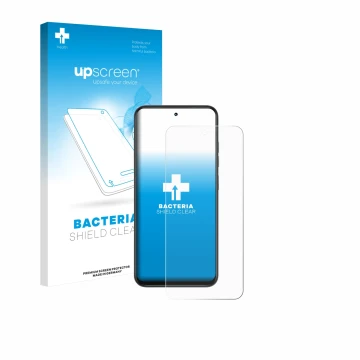 Vorderseite einer Produktverpackung mit dem Markenlogo upscreen. Daneben ist das Gerät Infinix Smart 10 mit dem zugehörigen Di