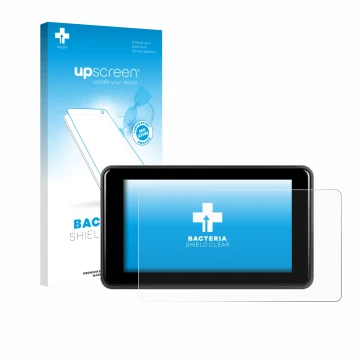 Vorderseite einer Produktverpackung mit dem Markenlogo upscreen. Daneben ist das Gerät Vechtel Motorrad Carplay 5