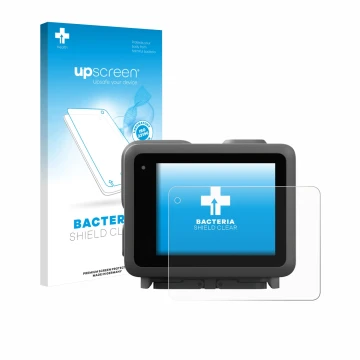 Vorderseite einer Produktverpackung mit dem Markenlogo upscreen. Daneben ist das Gerät GoPro Lit Hero mit dem zugehörigen Disp