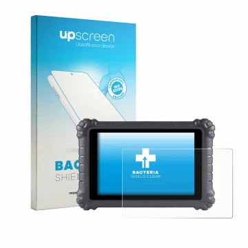 Vorderseite einer Produktverpackung mit dem Markenlogo upscreen. Daneben ist das Gerät Autel MaxiSys MS906 Pro mit dem zugehör