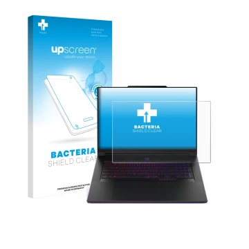 Vorderseite einer Produktverpackung mit dem Markenlogo upscreen. Daneben ist das Gerät Lenovo Legion 9i Gen 10 18