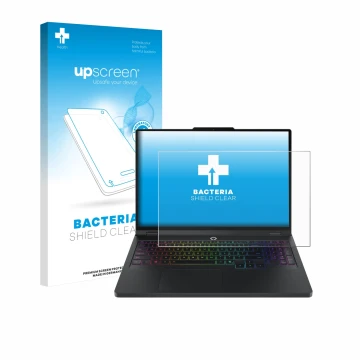 Vorderseite einer Produktverpackung mit dem Markenlogo upscreen. Daneben ist das Gerät Lenovo Legion Pro 5 Gen 10 16