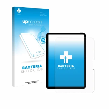 Vorderseite einer Produktverpackung mit dem Markenlogo upscreen. Daneben ist das Gerät Apple iPad Pro 11