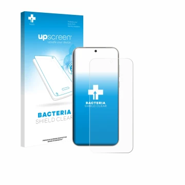 Vorderseite einer Produktverpackung mit dem Markenlogo upscreen. Daneben ist das Gerät OnePlus 15 mit dem zugehörigen Displays