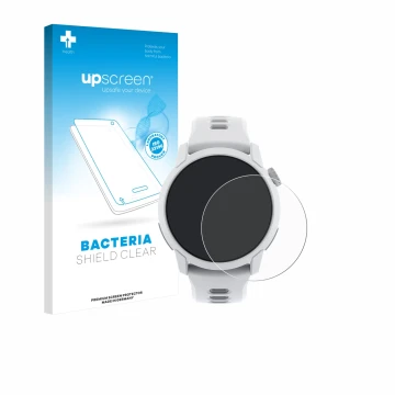 Vorderseite einer Produktverpackung mit dem Markenlogo upscreen. Daneben ist das Gerät Coros Pace 4 mit dem zugehörigen Displa