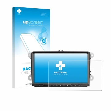 Vorderseite einer Produktverpackung mit dem Markenlogo upscreen. Daneben ist das Gerät Zenec Z-E2065 mit dem zugehörigen Displ