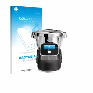 Vorderseite einer Produktverpackung mit dem Markenlogo upscreen. Daneben ist das Gerät Moulinex i-Companion Touch Pro mit dem 