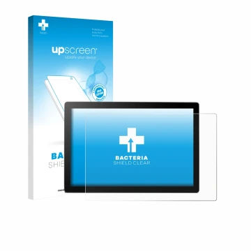 Vorderseite einer Produktverpackung mit dem Markenlogo upscreen. Daneben ist das Gerät Wacom Cintiq 16 DTK168 2025 mit dem zug