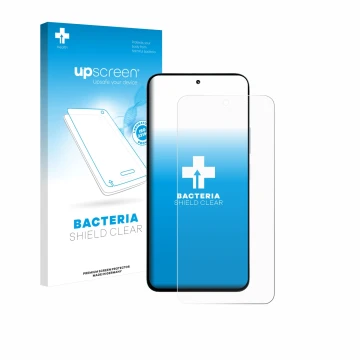 Vorderseite einer Produktverpackung mit dem Markenlogo upscreen. Daneben ist das Gerät Xiaomi Poco M7 Plus mit dem zugehörigen