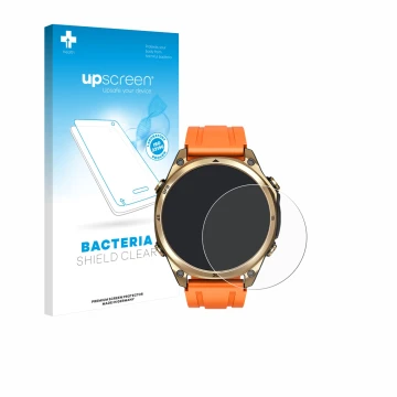 Vorderseite einer Produktverpackung mit dem Markenlogo upscreen. Daneben ist das Gerät Doogee Anywise W1 mit dem zugehörigen D