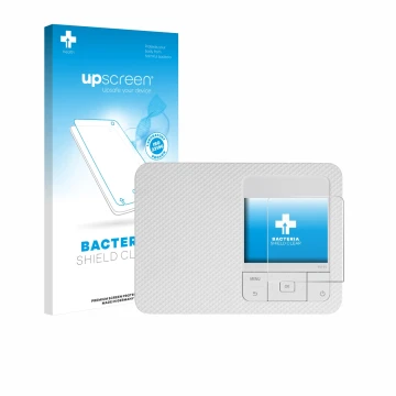 Vorderseite einer Produktverpackung mit dem Markenlogo upscreen. Daneben ist das Gerät Canon Selphy CP1500 Mini mit dem zugehö