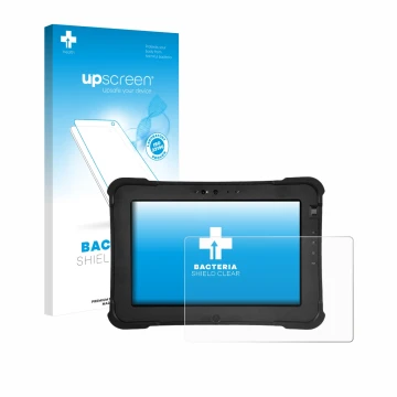 Vorderseite einer Produktverpackung mit dem Markenlogo upscreen. Daneben ist das Gerät Zebra XSlate L10ax mit dem zugehörigen 