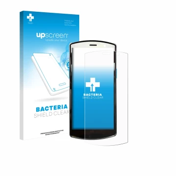 Vorderseite einer Produktverpackung mit dem Markenlogo upscreen. Daneben ist das Gerät Unitech EA510 mit dem zugehörigen Displ