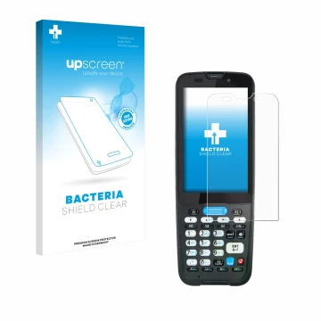 Vorderseite einer Produktverpackung mit dem Markenlogo upscreen. Daneben ist das Gerät Unitech HT330 mit dem zugehörigen Displ