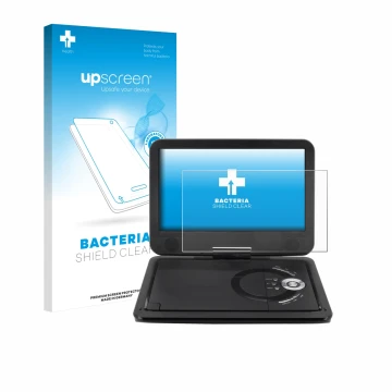 Vorderseite einer Produktverpackung mit dem Markenlogo upscreen. Daneben ist das Gerät Soundmaster PDB1910SW DVD Player mit de