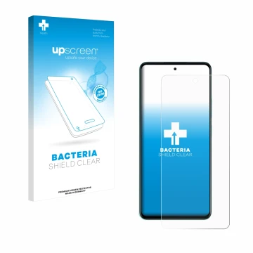 Vorderseite einer Produktverpackung mit dem Markenlogo upscreen. Daneben ist das Gerät Oppo A5 mit dem zugehörigen Displayschu