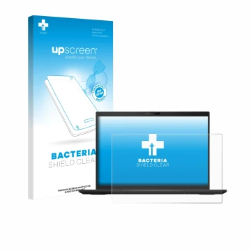 Vorderseite einer Produktverpackung mit dem Markenlogo upscreen. Daneben ist das Gerät ASUS ExpertBook B3 B3404 mit dem zugehö