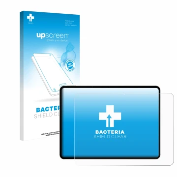 Vorderseite einer Produktverpackung mit dem Markenlogo upscreen. Daneben ist das Gerät realme Pad 3 mit dem zugehörigen Displa