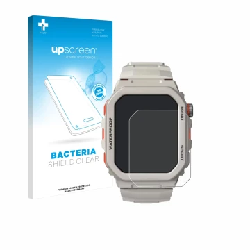 Vorderseite einer Produktverpackung mit dem Markenlogo upscreen. Daneben ist das Gerät Rogbid Tank G2 mit dem zugehörigen Disp