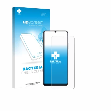 Vorderseite einer Produktverpackung mit dem Markenlogo upscreen. Daneben ist das Gerät realme Note 70 mit dem zugehörigen Disp