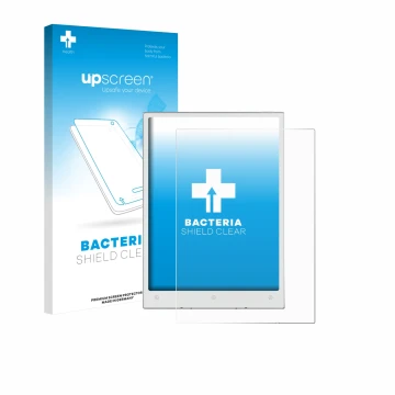 Vorderseite einer Produktverpackung mit dem Markenlogo upscreen. Daneben ist das Gerät Viwoods AiPaper Mini mit dem zugehörige