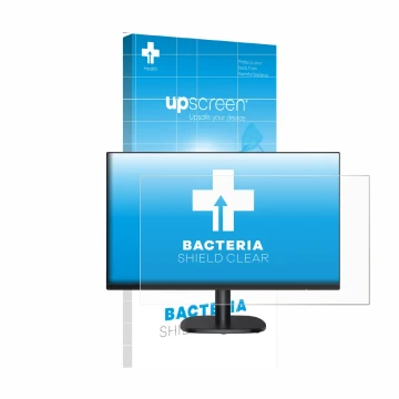 Vorderseite einer Produktverpackung mit dem Markenlogo upscreen. Daneben ist das Gerät Amazon Basics C24M2020DEU mit dem zugeh