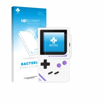 Vorderseite einer Produktverpackung mit dem Markenlogo upscreen. Daneben ist das Gerät Modretro Chromatic mit dem zugehörigen 