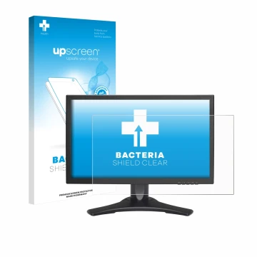 Vorderseite einer Produktverpackung mit dem Markenlogo upscreen. Daneben ist das Gerät Hanns.G HP227 mit dem zugehörigen Displ