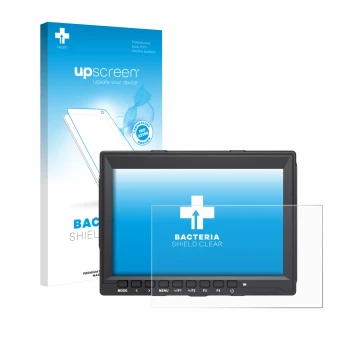 Vorderseite einer Produktverpackung mit dem Markenlogo upscreen. Daneben ist das Gerät Feelworld FW759 7