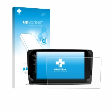 Vorderseite einer Produktverpackung mit dem Markenlogo upscreen. Daneben ist das Gerät Dynavin D9-DF432 9