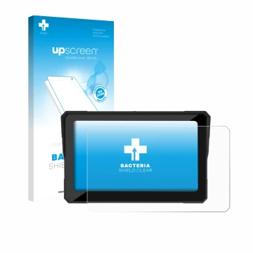 Vorderseite einer Produktverpackung mit dem Markenlogo upscreen. Daneben ist das Gerät Carpuride W702 Plus 7