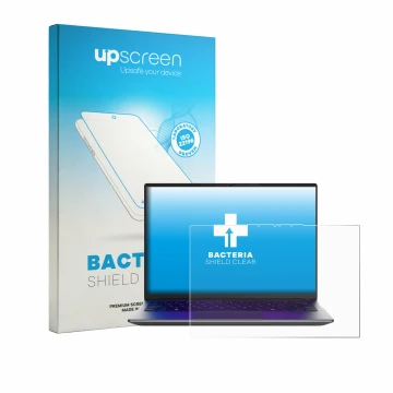 Vorderseite einer Produktverpackung mit dem Markenlogo upscreen. Daneben ist das Gerät MEDION Avantum 14 E1e mit dem zugehörig