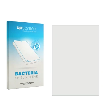 Vorderseite einer Produktverpackung mit dem Markenlogo upscreen. Daneben ist der zugehörige Displayschutz.