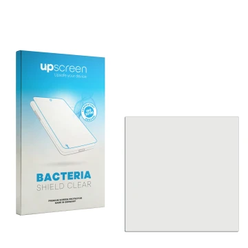 Vorderseite einer Produktverpackung mit dem Markenlogo upscreen. Daneben ist der zugehörige Displayschutz.