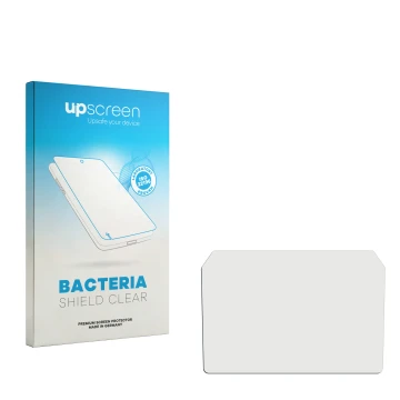 Vorderseite einer Produktverpackung mit dem Markenlogo upscreen. Daneben ist der zugehörige Displayschutz.