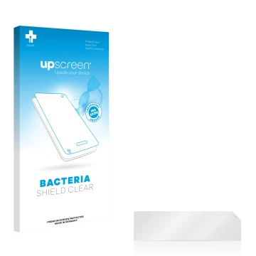 Vorderseite einer Produktverpackung mit dem Markenlogo upscreen. Daneben ist der zugehörige Displayschutz.
