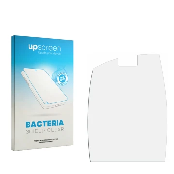 Vorderseite einer Produktverpackung mit dem Markenlogo upscreen. Daneben ist der zugehörige Displayschutz.