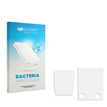 Vorderseite einer Produktverpackung mit dem Markenlogo upscreen. Daneben ist der zugehörige Displayschutz.
