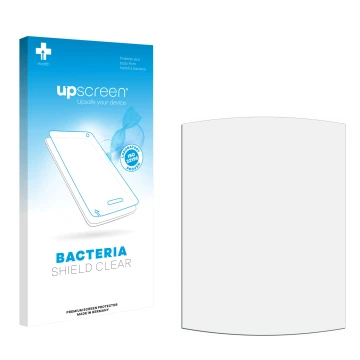 Vorderseite einer Produktverpackung mit dem Markenlogo upscreen. Daneben ist der zugehörige Displayschutz.