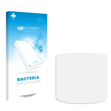 Vorderseite einer Produktverpackung mit dem Markenlogo upscreen. Daneben ist der zugehörige Displayschutz.
