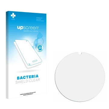 Vorderseite einer Produktverpackung mit dem Markenlogo upscreen. Daneben ist der zugehörige Displayschutz.