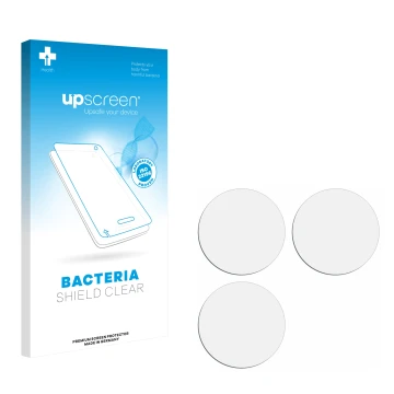 Vorderseite einer Produktverpackung mit dem Markenlogo upscreen. Daneben ist der zugehörige Displayschutz.