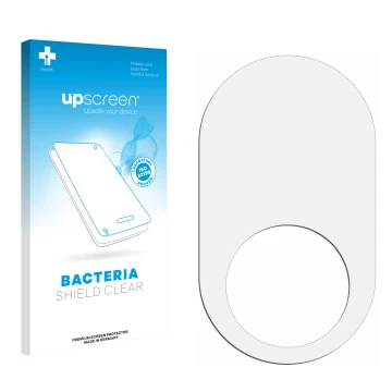 Vorderseite einer Produktverpackung mit dem Markenlogo upscreen. Daneben ist der zugehörige Displayschutz.