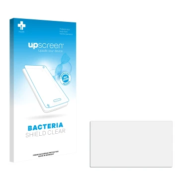 Vorderseite einer Produktverpackung mit dem Markenlogo upscreen. Daneben ist der zugehörige Displayschutz.