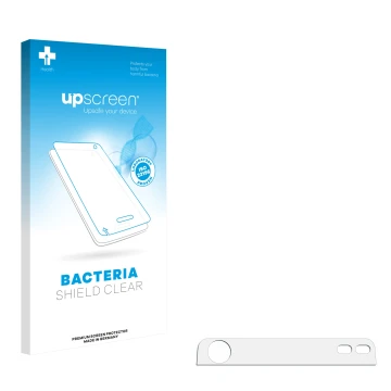 Vorderseite einer Produktverpackung mit dem Markenlogo upscreen. Daneben ist der zugehörige Displayschutz.