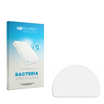 Vorderseite einer Produktverpackung mit dem Markenlogo upscreen. Daneben ist der zugehörige Displayschutz.