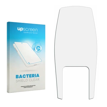 Vorderseite einer Produktverpackung mit dem Markenlogo upscreen. Daneben ist der zugehörige Displayschutz.