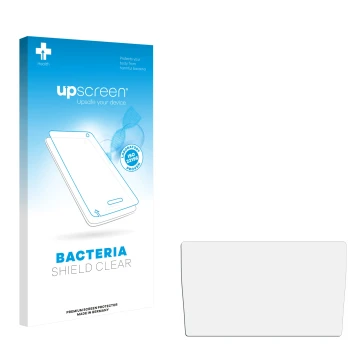 Vorderseite einer Produktverpackung mit dem Markenlogo upscreen. Daneben ist der zugehörige Displayschutz.
