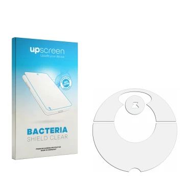 Vorderseite einer Produktverpackung mit dem Markenlogo upscreen. Daneben ist der zugehörige Displayschutz.